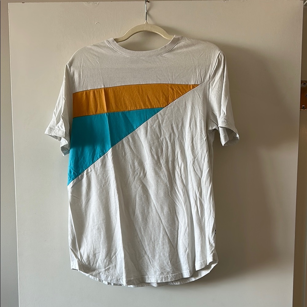 White and Orange Short Sleeve Tees Casual Style